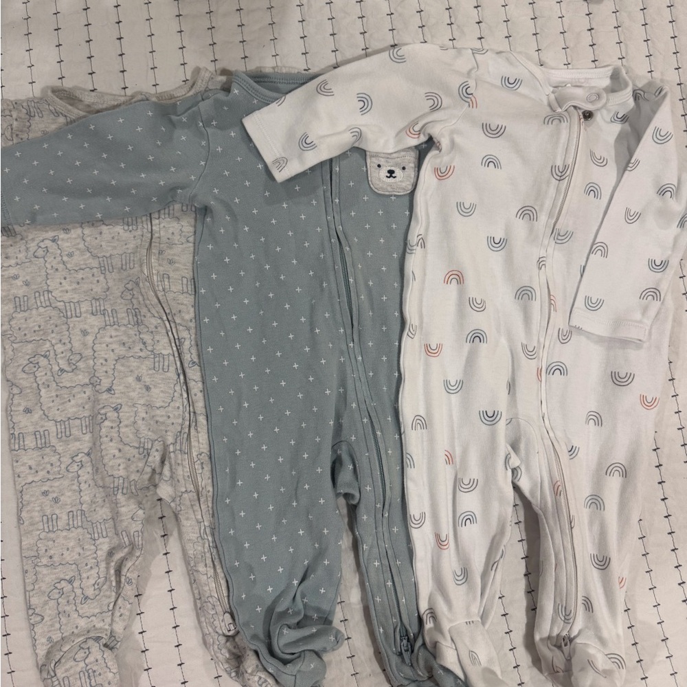 Carter's Kids Footies Set - Blue, White, and Gray